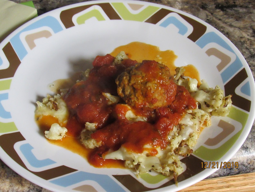 Cauliflower with Meatballs and Marinara Sauce.JPG