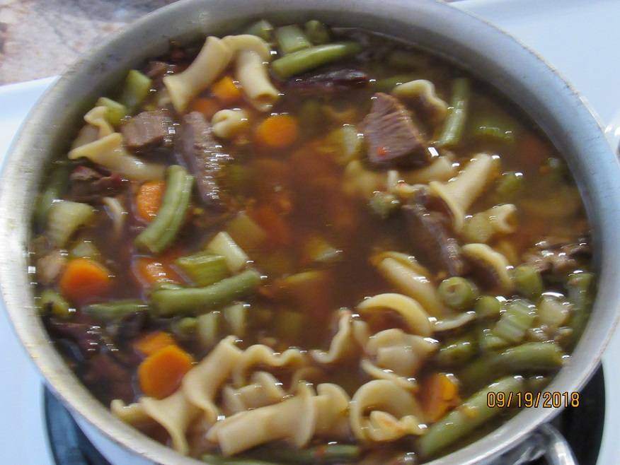 Lamb and vegetable soup with leftover smoked leg of lamb.JPG